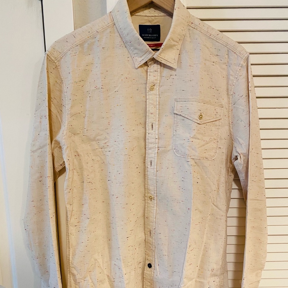 Scotch&Soda donegal/multi slub off-white shirt